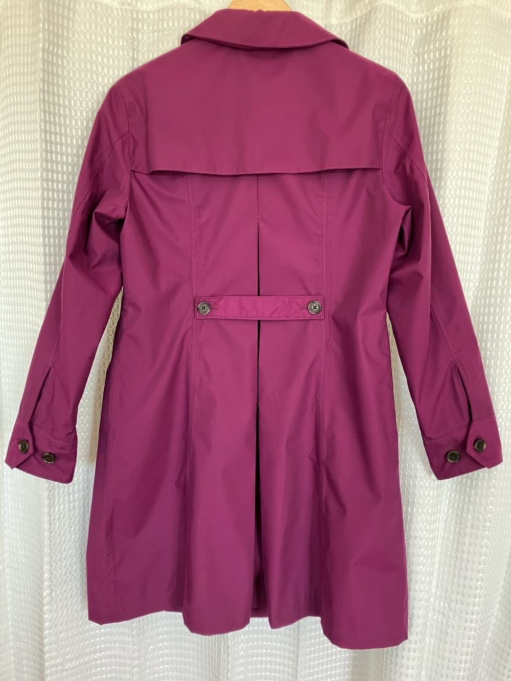 Lands' End Fuchsia Purple Spring Raincoat Trench Jacket Coat Small - Picture 2 of 16